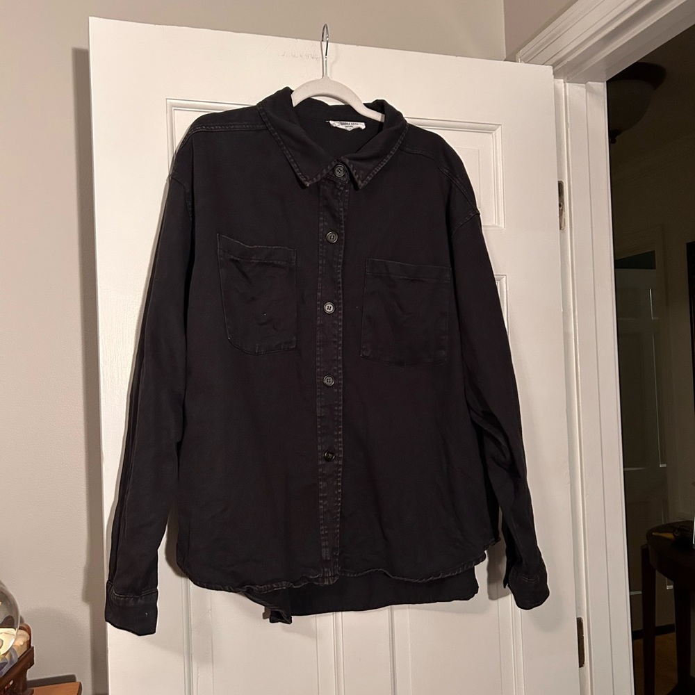 100% Cotton Double Zero Black Shacket